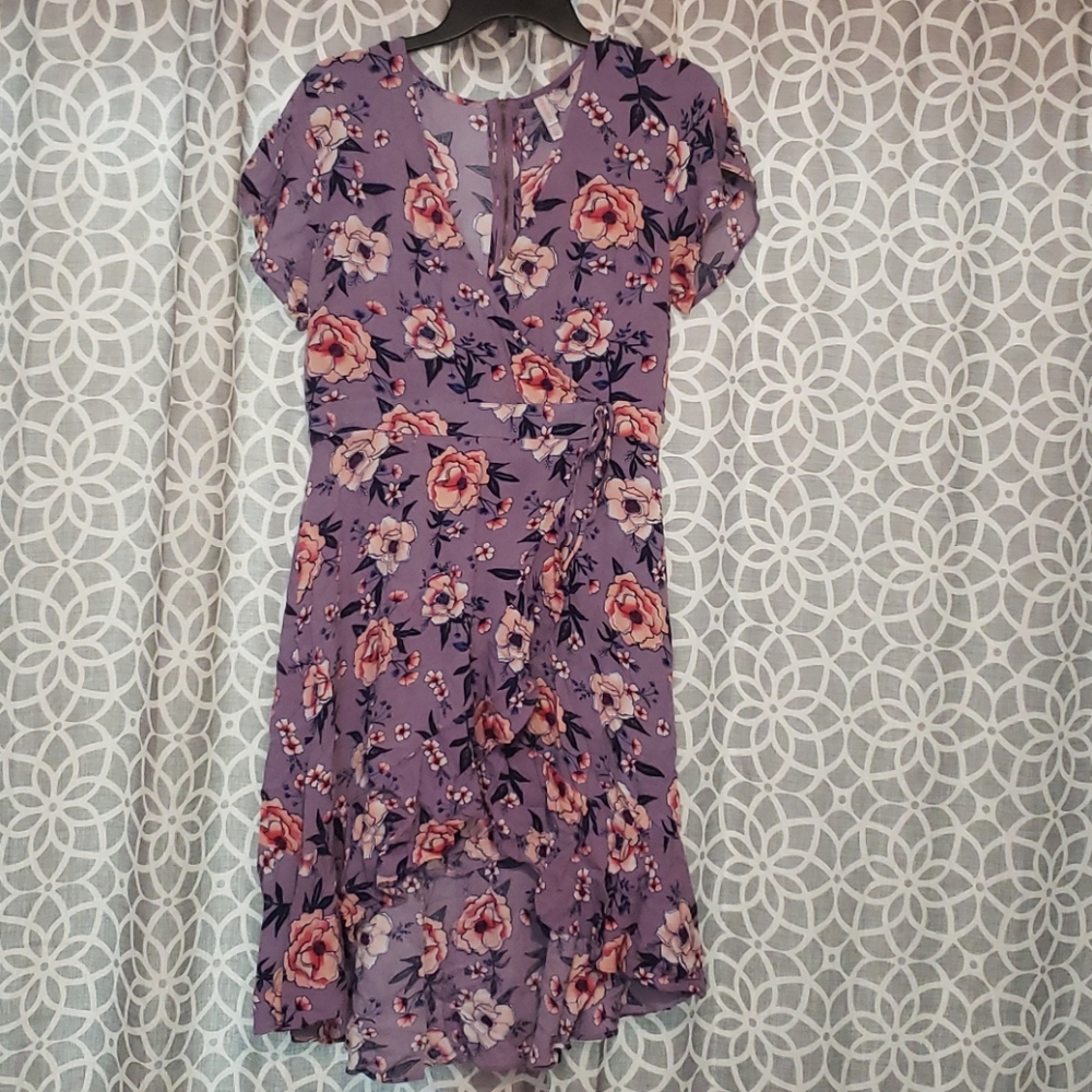 Xhilaration Sz L Floral Hi-Low Dress